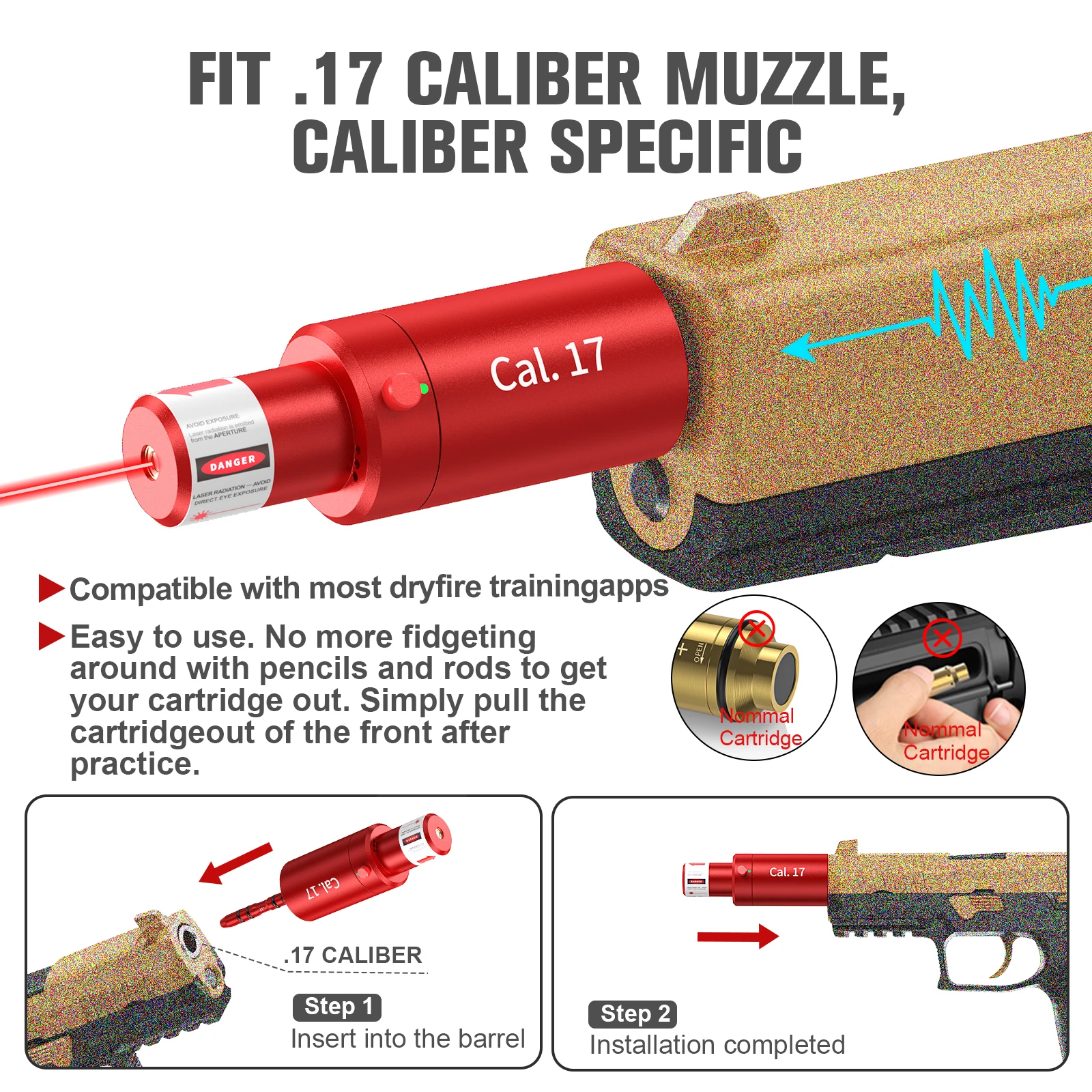 Cal.17 مجلة التدريب بالليزر ذات النقطة الحمراء ثنائية الأغراض لتحسين مهارات الرماية والدقة