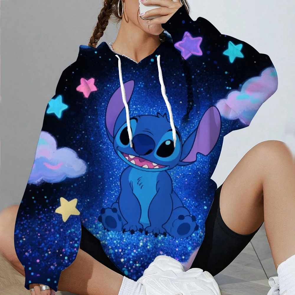 ديزني غرزة هوديي أزياء حلوة الجمال نمط رياضية طويلة الأكمام هوديي الرياضة هوديي شعبية عارضة المرأة هوديي #1