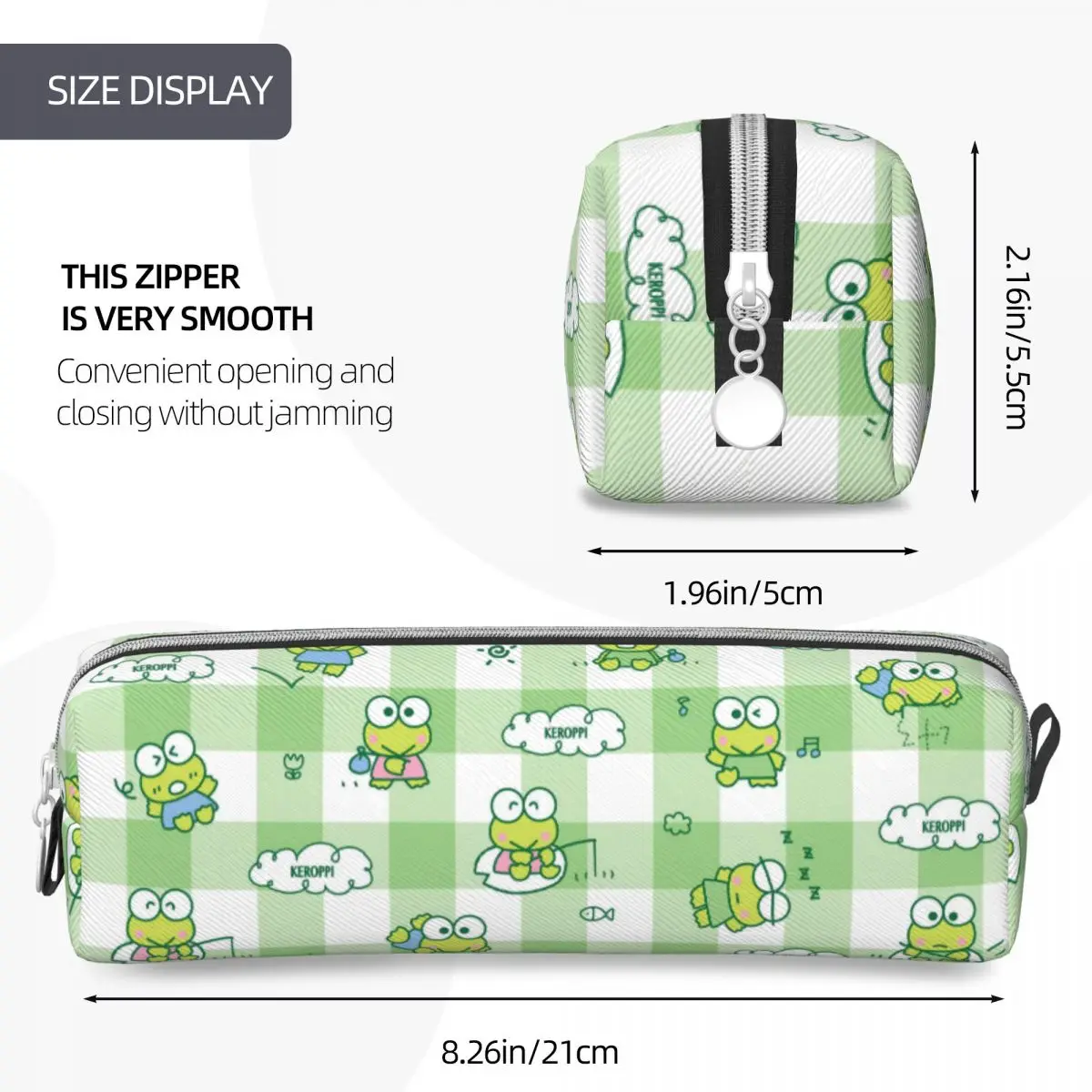 Fun Sanrio Green Keroppi Pencil Case Cartoon Frog Pencilcases Pen Box Kids Large Storage Bag Office Zipper Stationery