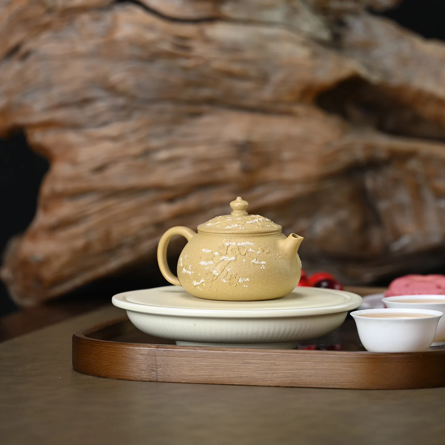 Pure Handmade Clay Painted Plum Blossom Cold River Self-Use Yixing Zisha Kung Fu Brewing Teapot Tea Set 150ML