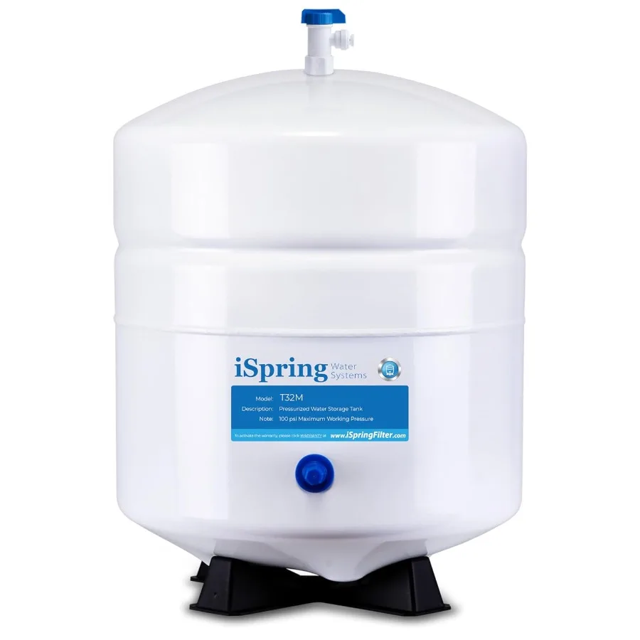 

Резервуар для хранения воды под давлением T32M с шаровым клапаном для систем обратного осмоса RO, 4-галонный клапан бака 1/4 в комплекте, белый