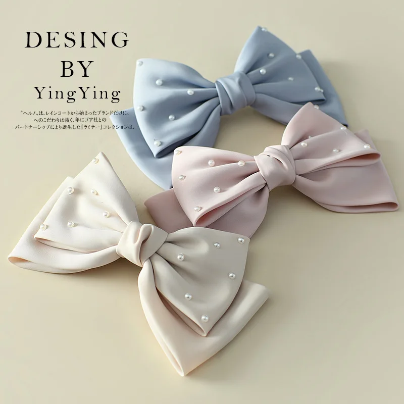 Korean Sweet Pearl Big Bow Hair Clip Headdress for Women Fashion Design High Quanlity Delicate Bowknot Hairpin Hair Accessories