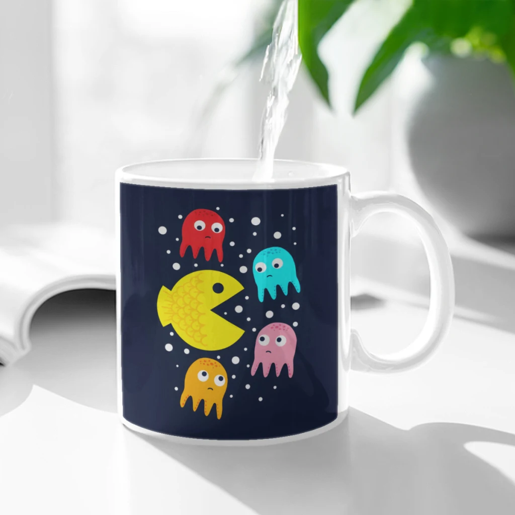 

PacFish Ceramic Cup Coffee Oatmeal Breakfast Cup Creative Personality Mug
