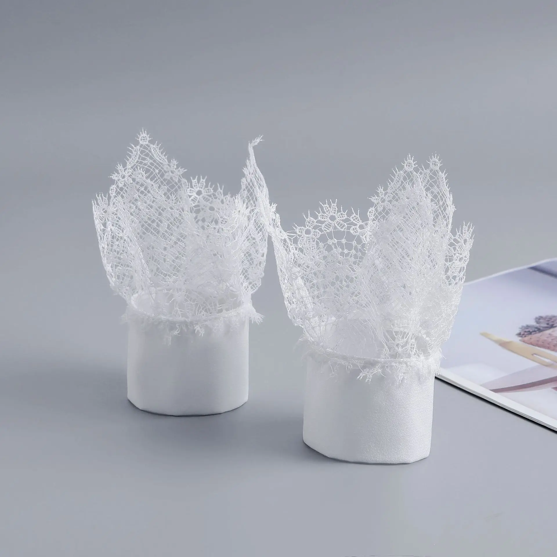 المرأة انفصال كم الأصفاد وهمية الإناث الدانتيل رقيقة مطوي مضيئة كم الأصفاد كاذبة الكشكشة معصمه اكسسوارات الزخرفية #6