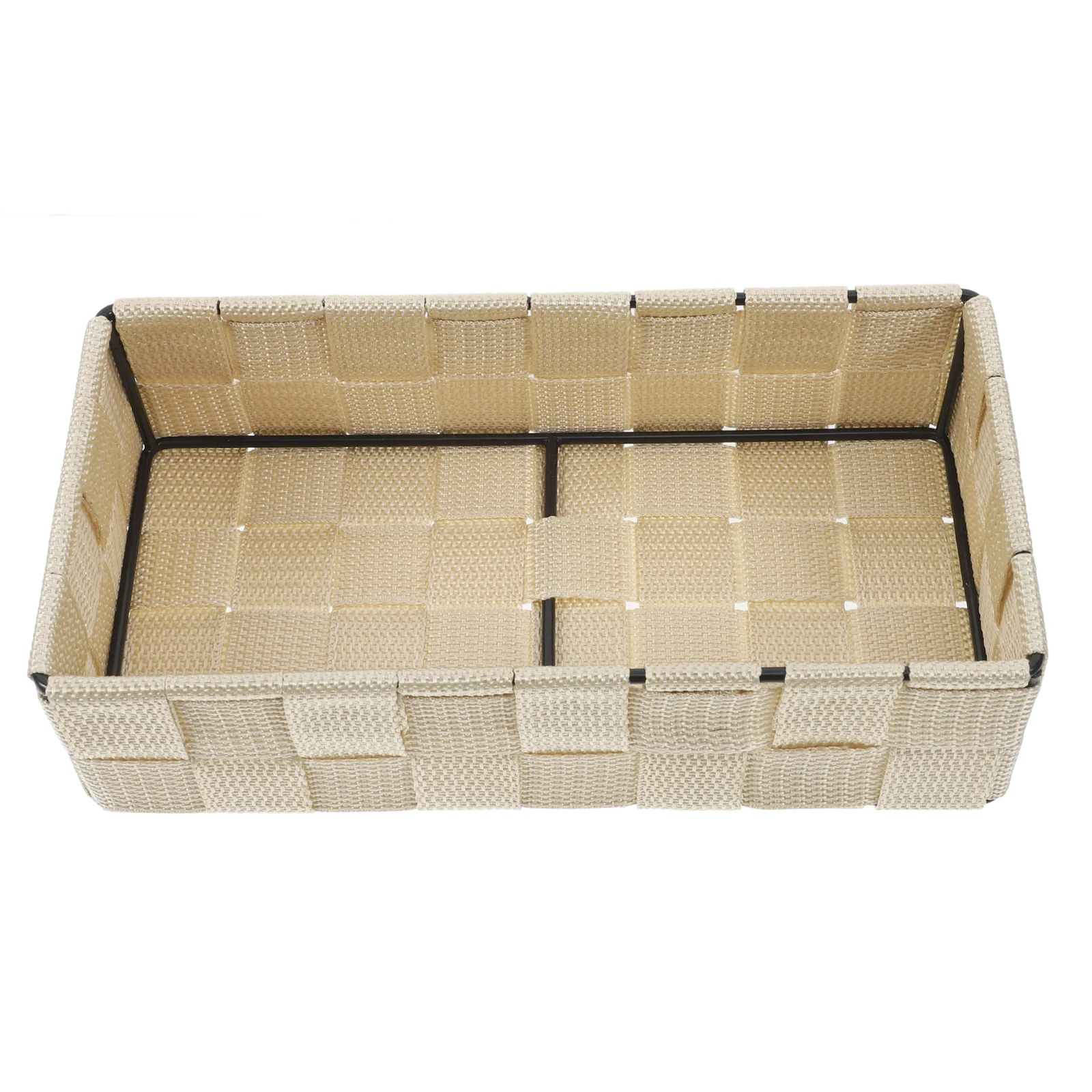 

Desktop Storage Basket Bath Countertop Tray Woven Baskets Nylon Modern Space Efficient Organization Bins Square