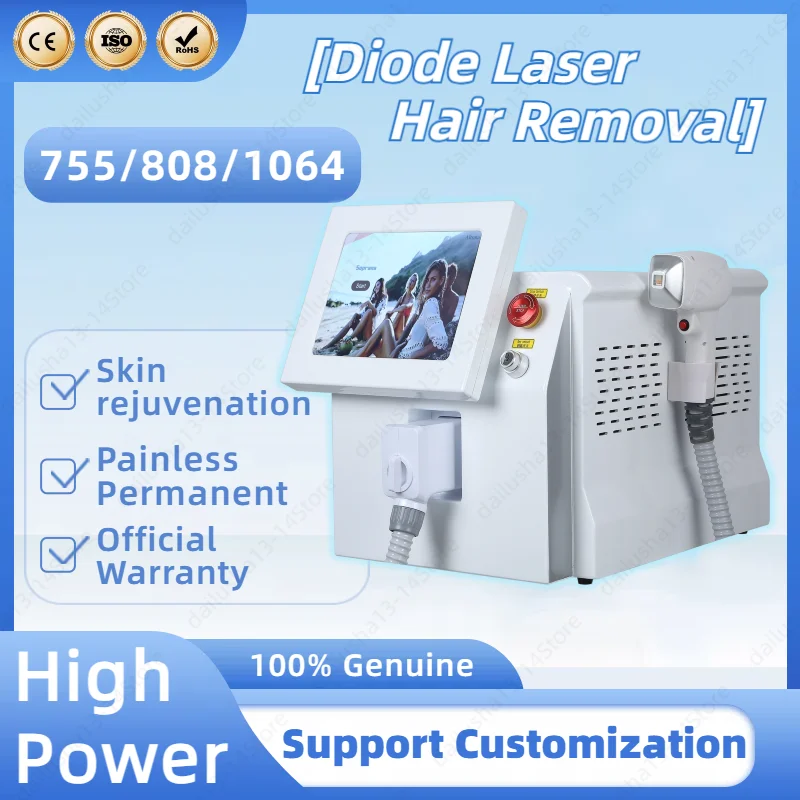 

High Power Diode Laser Hair Removal Machine Professional 755nm 808nm 1064nm Three Wavelengths 808nm Epilator for Salon