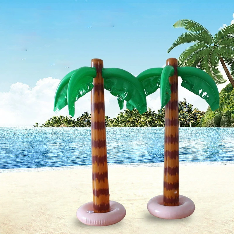 2 Stück Aufblasbare Kokospalme 90cm Outdoor Strand Schwimmbad Party Dekoration PVC Aufblasbares Spielzeug Palme