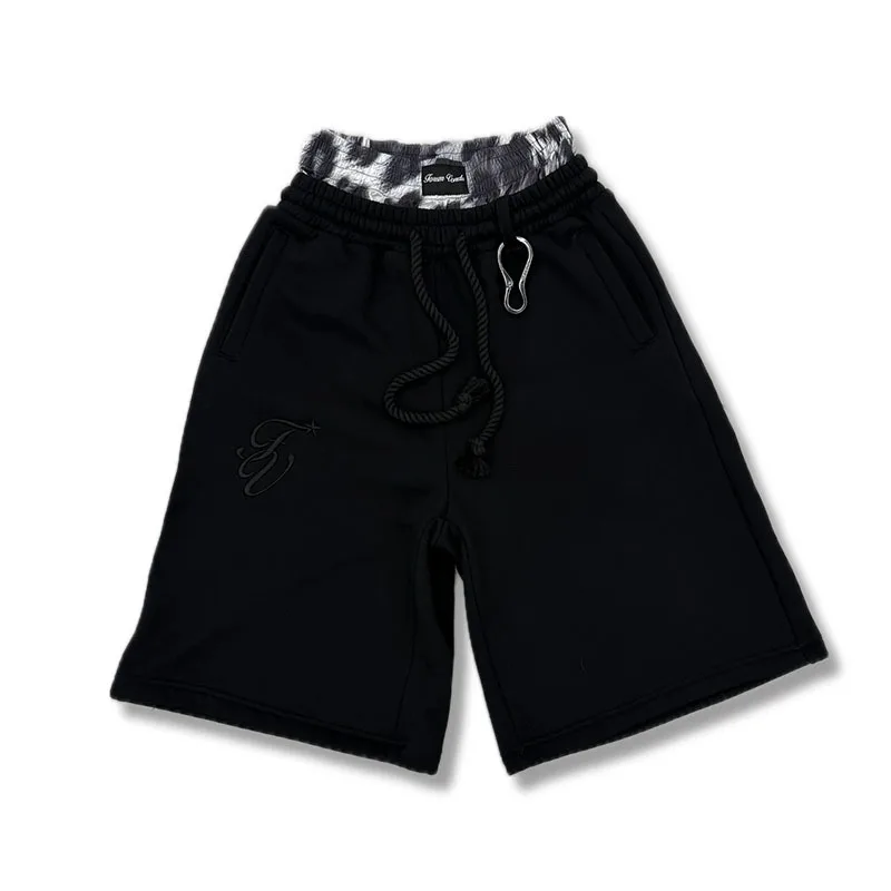 

Y2K Aesthetics Harajuku Хип-хоп Рок Двойные брюки Укороченные брюки с высокой талией для отдыха Женские спортивные шорты с контрастной строчкой