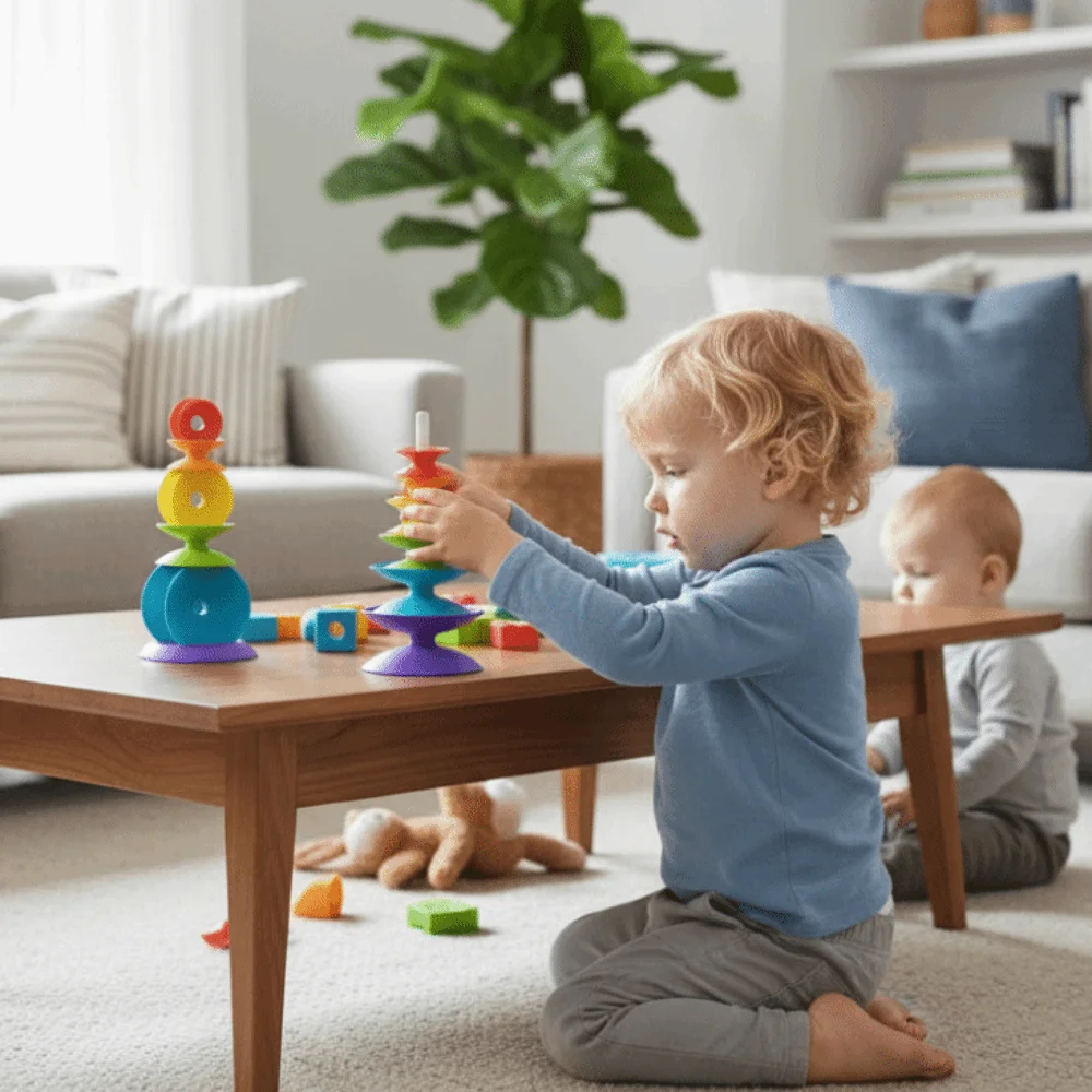 Brinquedos Empilháveis Arco-Íris Ferrule, Brinquedo Montessori, Torre de Anéis Giratória, Quebra-Cabeça de Educação Infantil