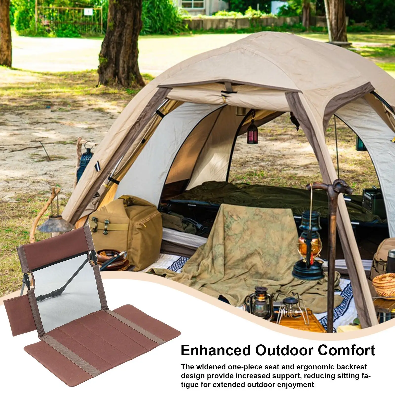 

Foldable Stadium Seat with Back Support, Portable Padded Cushion for Outdoor Camping Beach Fishing Travel Lawn Garden Picnic