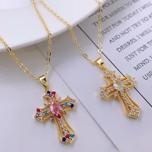 Pria Wanita Hip Hop Zircon Cross Mengkilap Liontin Kalung Baja Tahan Karat Pesona Bling Kalung Indah Perhiasan Fashion Hadiah 8 pesona ankh penjualan terbaik - №
