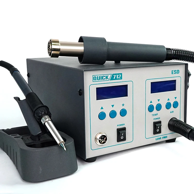 

Quick 712 2 In 1 Soldering Station Rework Station Air gun For Mobile Phone Repair Adjustable Temperature Soldering Station