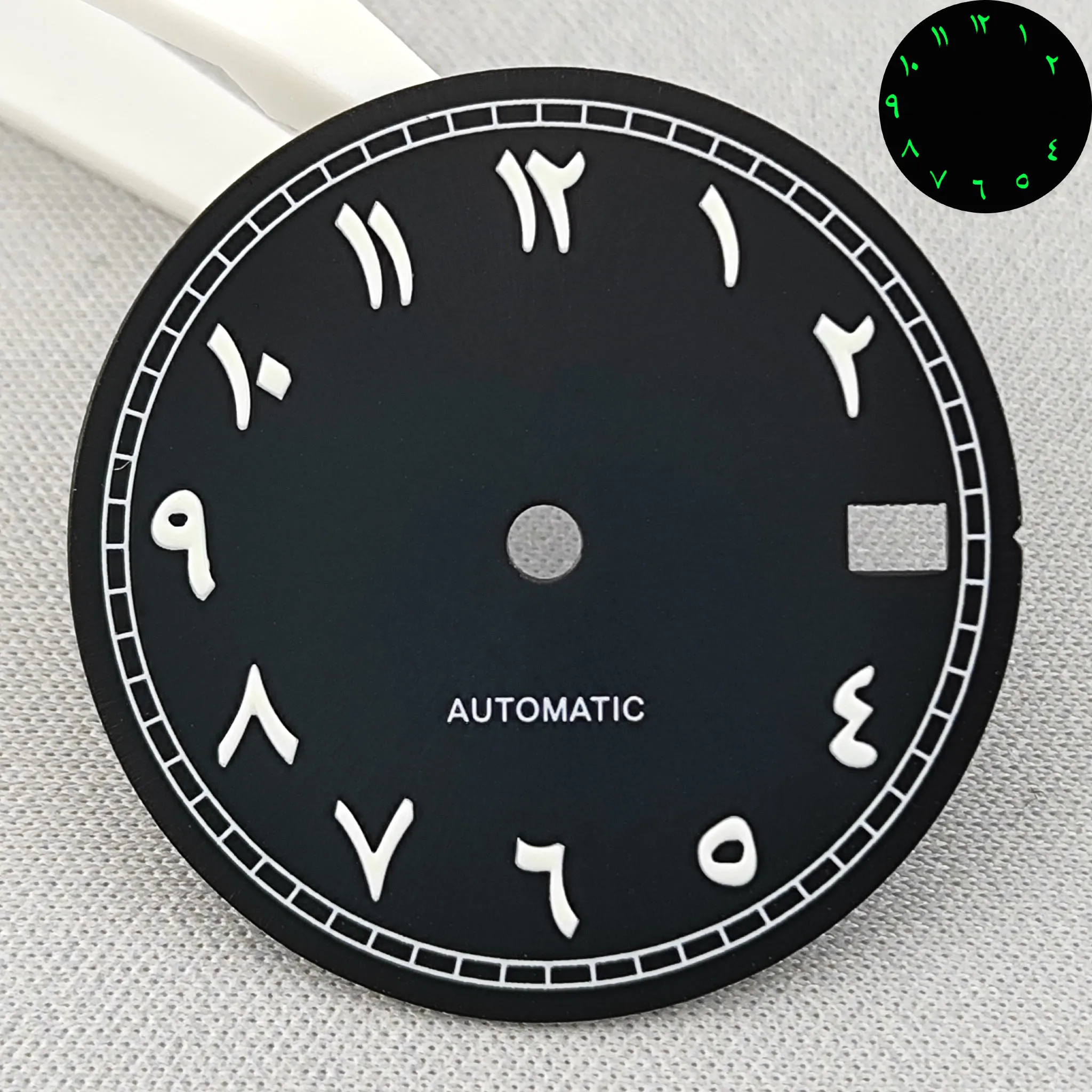 28.5mm NH35 quadrante dell'orologio quadrante S quadrante luminoso verde adatto per NH35 NH36 movimento accessori per orologi strumento di riparazione dell'orologio