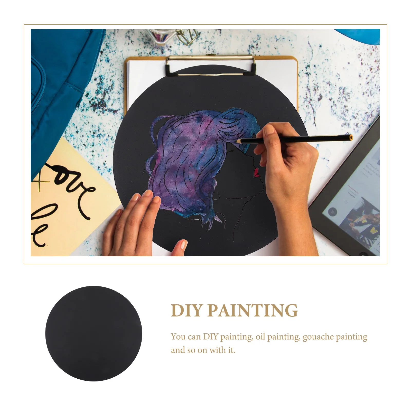 

50 pcs Black Cardstock Thickened Round Painting Cardboard For Diy Art Drawing Sketch Paper Mandala Graffiti Craft Kids Coloring