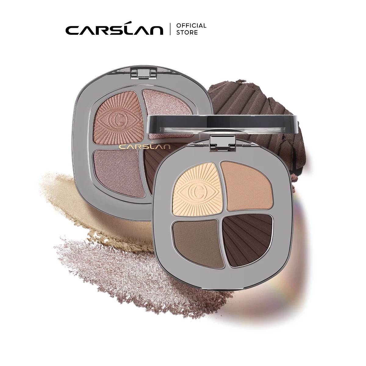 CARSLAN Smart Große Augen 4 Farbe Lidschatten-palette Blau Grün Braun Nude Matte Schimmer Glitter Rauchigen Lidschatten Make-Up Langlebig