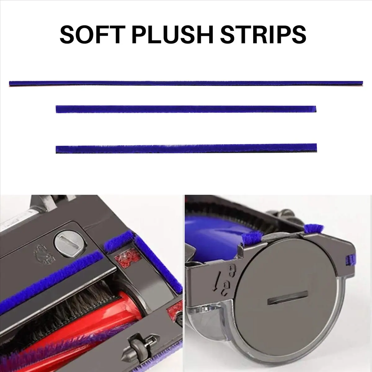 BHBL 3Pcs Soft Plush Strips for V6 V7 V8 V10 V11 Vacuum Cleaner Soft Roller Head Replacement Accessories Parts
