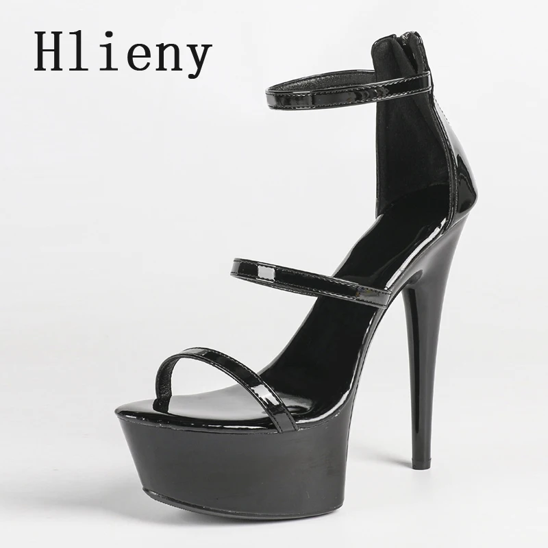 

Hlieny Summer Sexy Thin High Heels Womens Sandals Fashion Platform Open Toe Stripper Zipper Female Pumps Nightclub Party Shoes