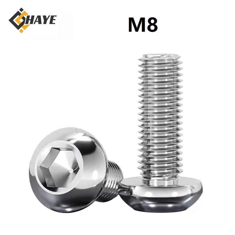 M8 304 Stainless Steel Hexagon Socket Pan Head Screws M8 x10 40 70 80 90 100 110 120mmCup Head Hexagon Socket Bolts