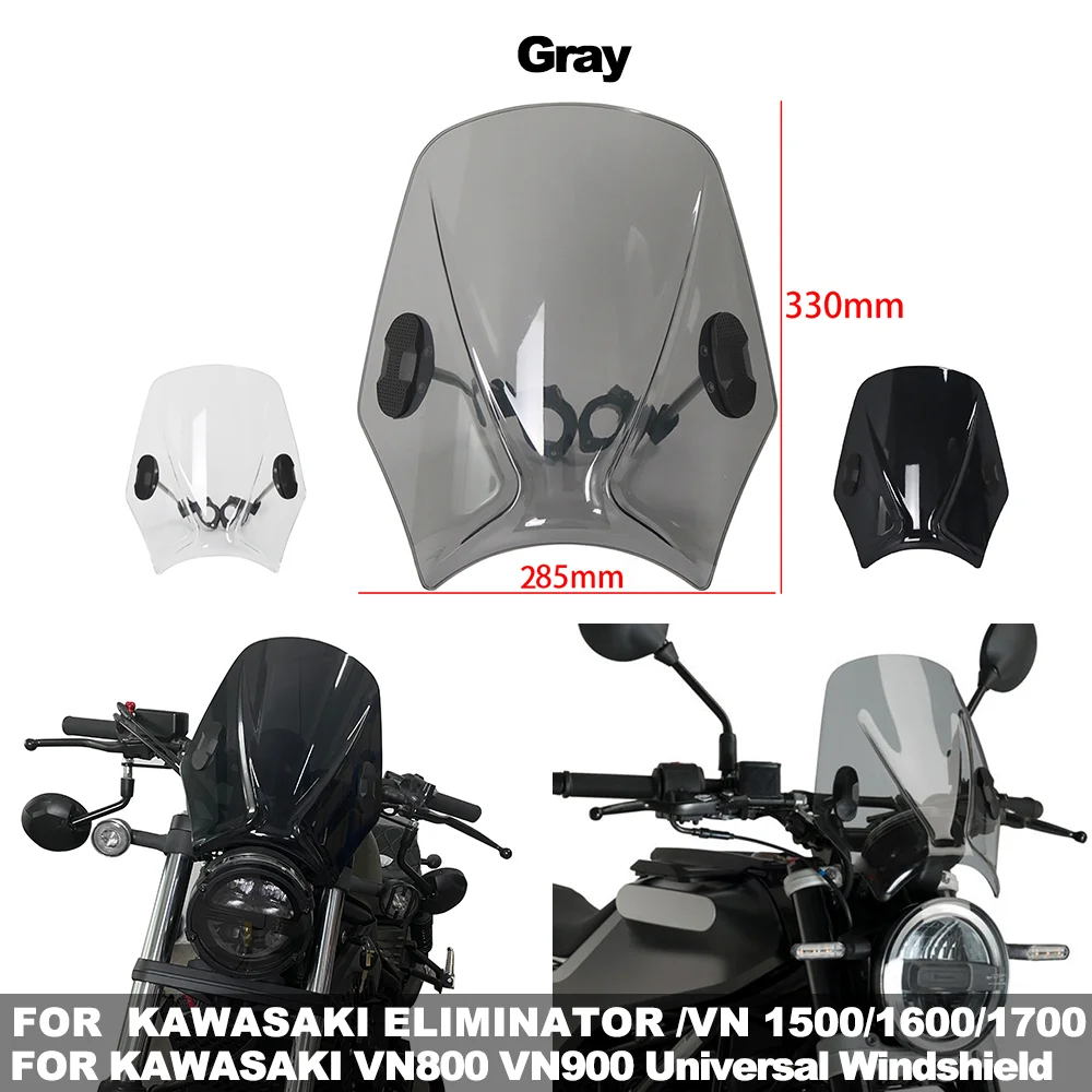 Universal Motorcycle Front Windshield FOR KAWASAKI ELIMINATOR 500/125/VN 1500/1700/800/900 Windscreen Wind Deflector Accessories