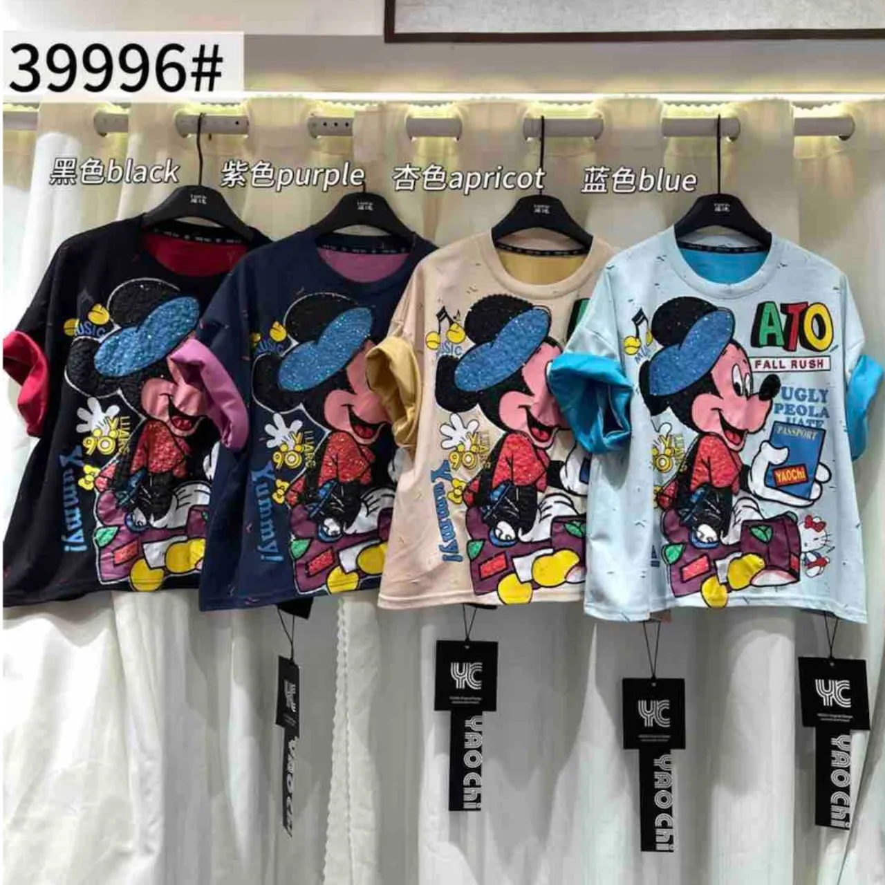 

Plus-size cartoon women's T-shirts for spring and summer, loose short-sleeved, thin, heavy-duty, trendy brand, fashionable tops