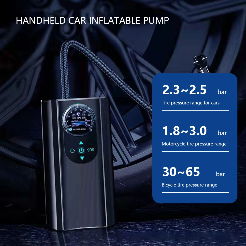 12V Air Pump Car Tire Inflatable Portable Air Compressor for Car Wireless Charging Car Motorcycle Electric Air Compressor Pump