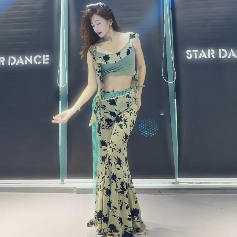 Customized  Belly Dance Costumes Performance Wear Class Dress Practice Suit Show Thin Beginner Fairy Bag Hip Tail Skirt