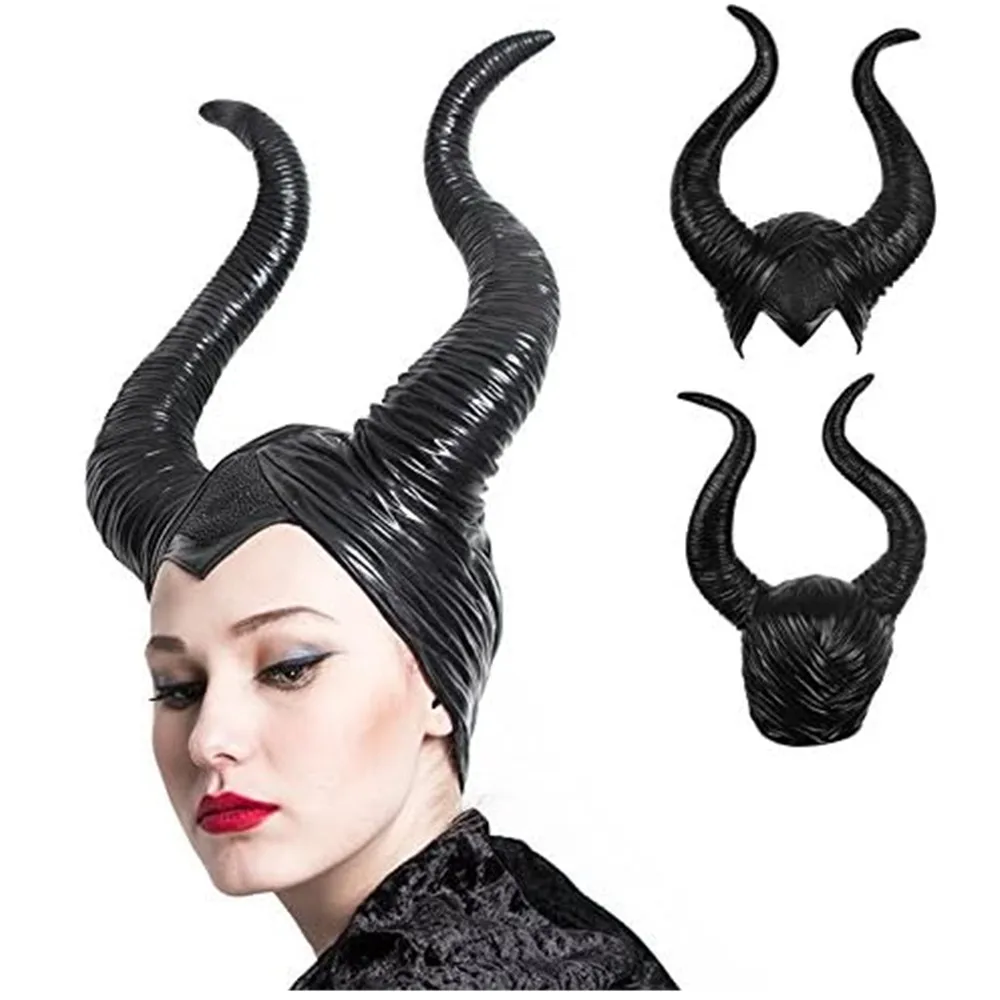 Kopfschmuck Kostüm Halloween Hut Schwarze Königin Hörner – Detail 5