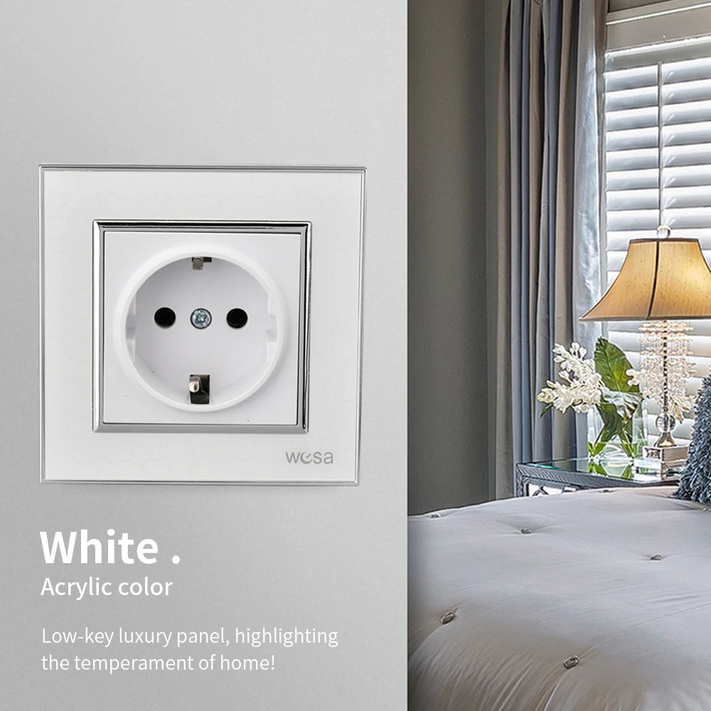 WESA الاتحاد الأوروبي القياسية مقبس الحائط الأبيض مرآة الاكريليك لهب لوحة مقبس الطاقة 16A مخرج كهربائي أخبار الأرض القياسية #2