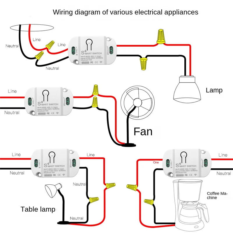 

A76K Tuya Wifi Smart Switch 10A Wireless Timer Smart Home LED Light Smart Life APP Voice Control Automation Module