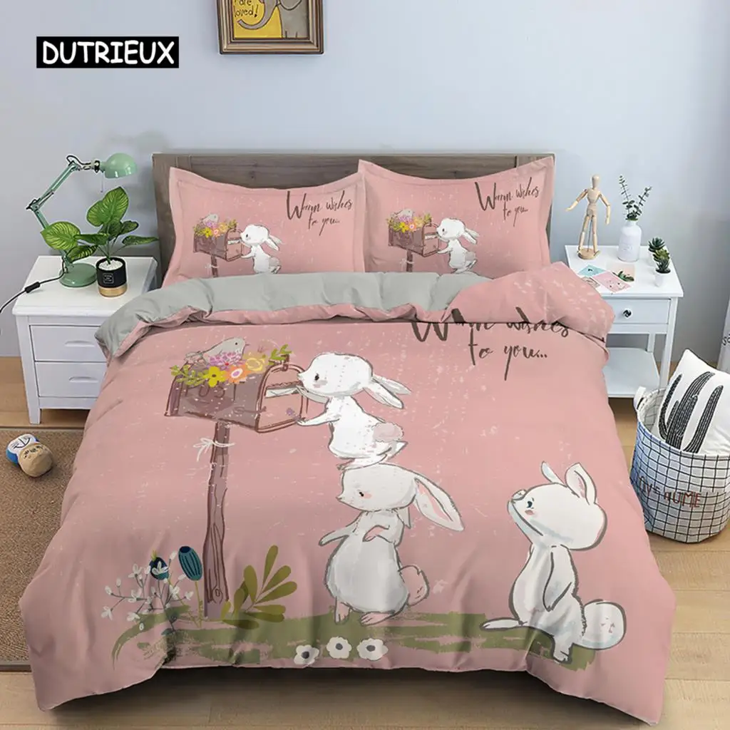 

2/3Pcs Cartoon Animal Duvet Cover Bedding Set 3D Printed Quilt Cover for Bedroom King Queen Full Polyester Bedclothes Home Decor