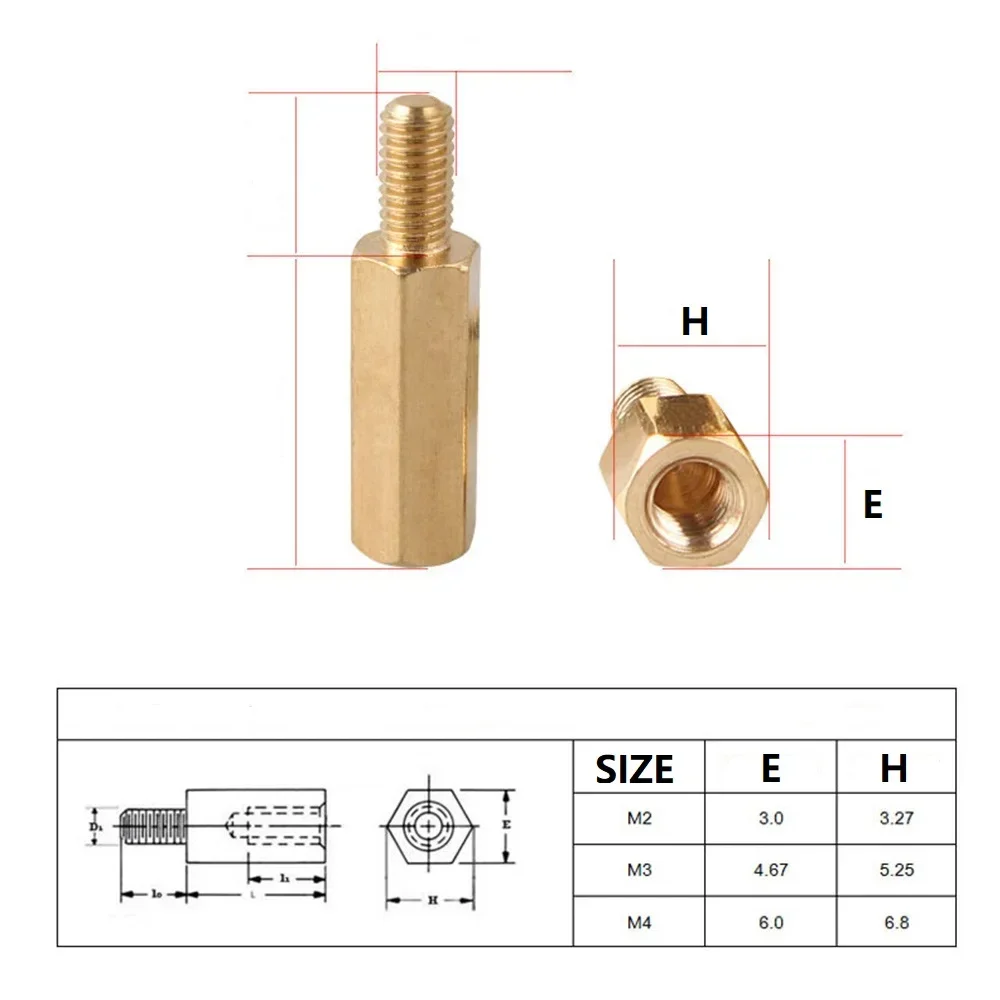 50 sztuk/partia Złote śruby z pojedynczą główką, miedziane, sześciokątne, zabezpieczone, M3*4+6-M3*10+6