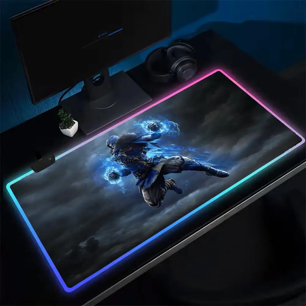 Outriders ماوس الوسادة أنيمي الألعاب ماوس الوسادة LED الجدول منصات الخلفية المطاط سطح المكتب XXL RGB مكتب الحصير