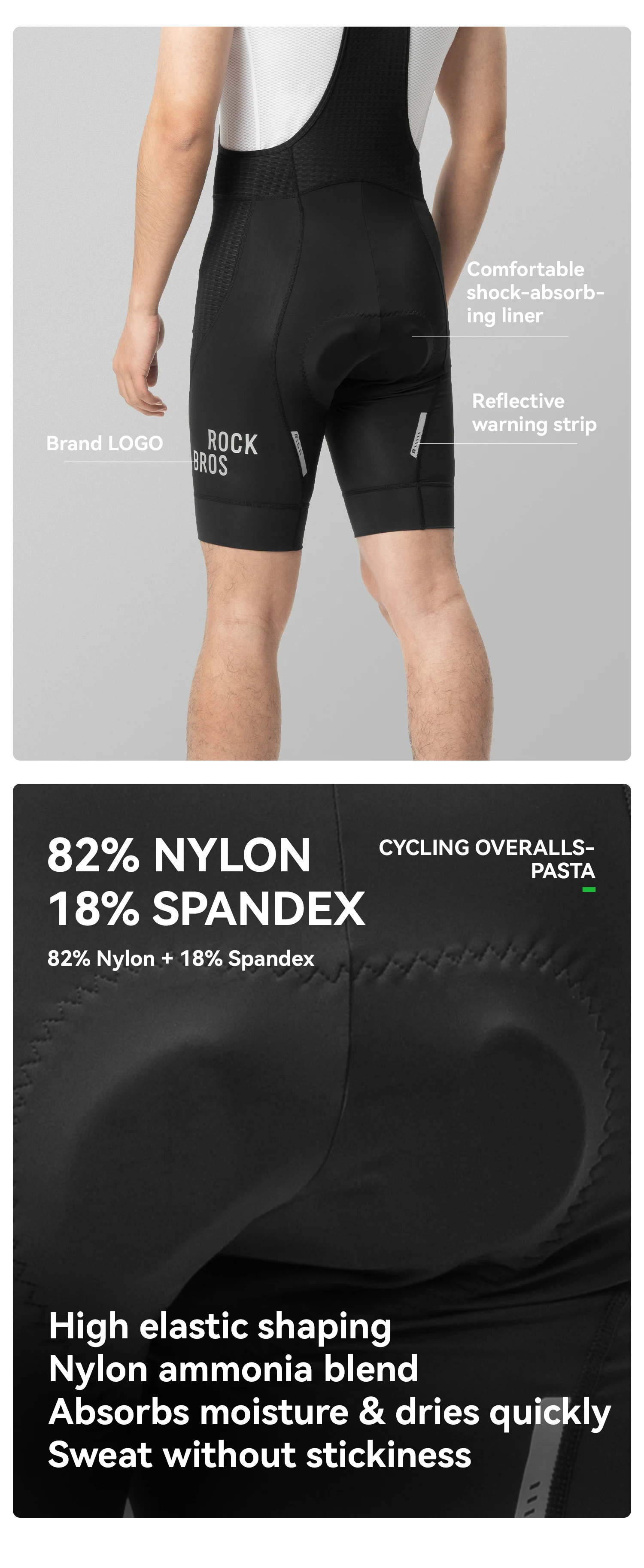 ROCKBROS Sommer-Radlerhose Leichtgewichtig Hochelastisch Atmungsaktiv Stoßdämpfende Schwamm-Polsterung Fahrrad-Shorts – Detail 6