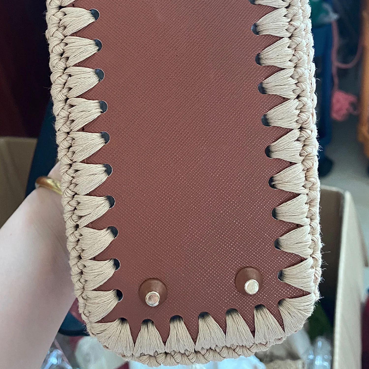 20*8CM Oval Bottom for Knitted Bag Leather Bag Accessories Handmade Bottom with Holes DIY Crochet handcraft Bottom PU Bag Base