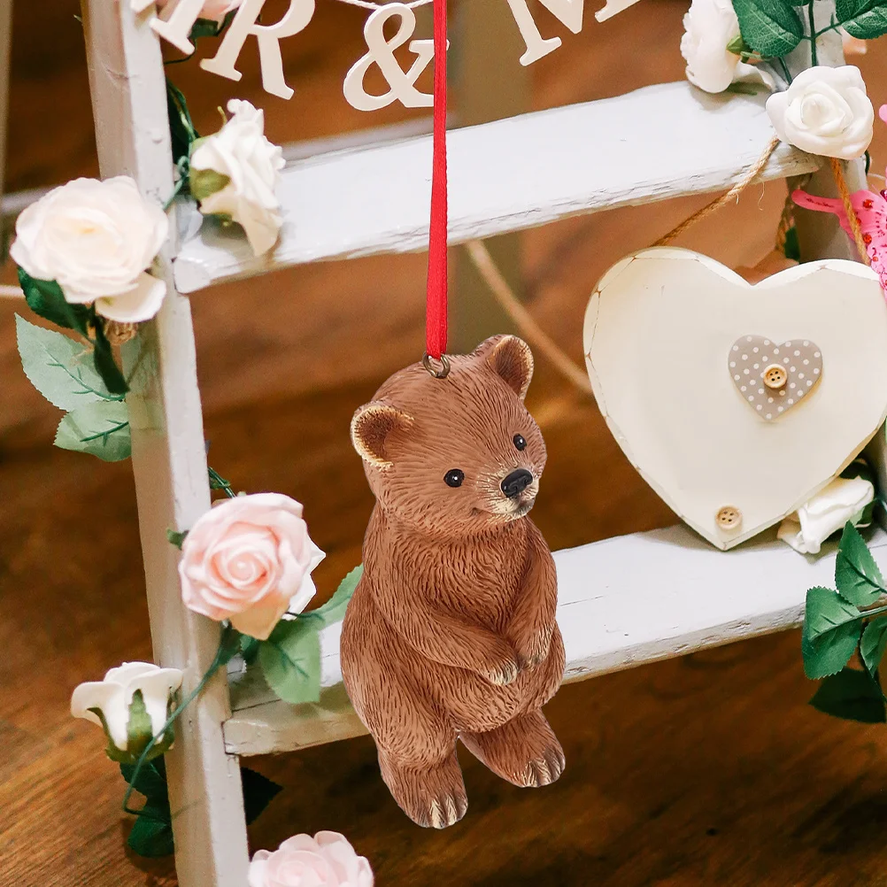 

2Pcs Resin Bear Ornament Hanging Decoration Cute Garden Bear Figure Durable Courtyard Supply Adorable Decor Courtyard Supply