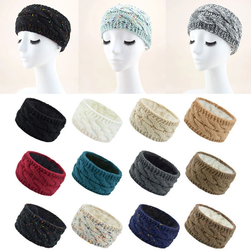 Winter Warmer Ear Knitted Headband Turban For Women Twist Yarn Color Dot Yarn Solid Hair Bands Headwrap Ladies Hair Accessories