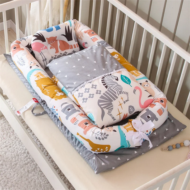 New Baby Portable Crib Bed Sleeping Bed Cotton Infant Baby Nest Travel Bed Foldable Washable Newborn Mattress Child Cradle Cot