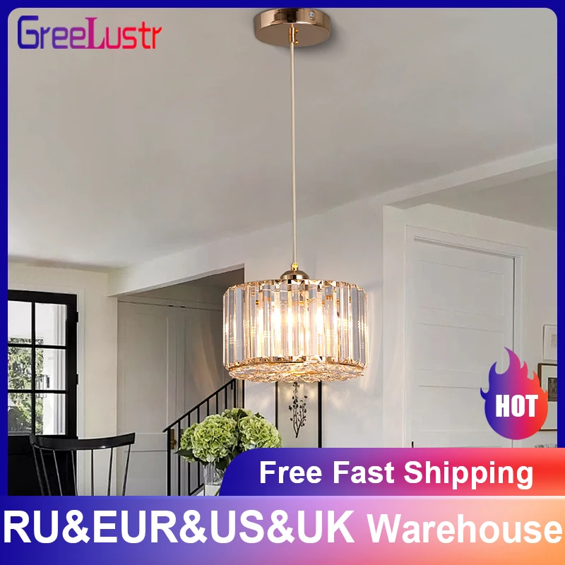 

Nordic Crystal Chandeliers Surface Mounted Ceiling Light Bedroom Bedside Lighting Fixture LED E27 Plafonniers Hanging Lamp Gold