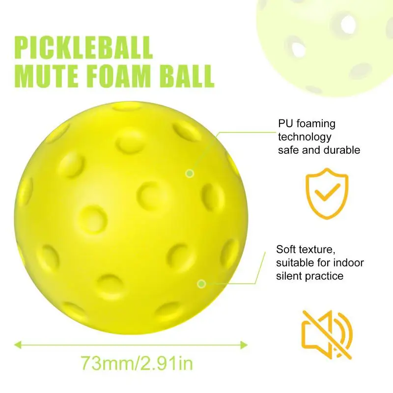 Piłeczki do pickleballa halowych 3 szt. Ciche piłeczki do pickleballa do treningu 74mm Ciche ćwiczenia pickleballa Miękkie, puste piłeczki do pickleballa