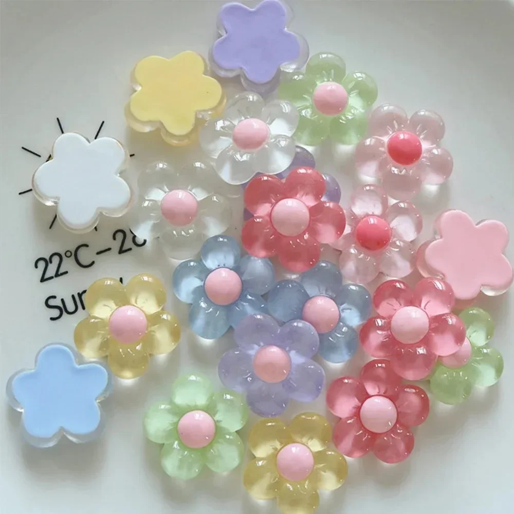 10Pcs Transparent Cute Flower Resin Flatback Charms, DIY Craft Supplies for Earrings, Headwear & Garment Jewelry Making