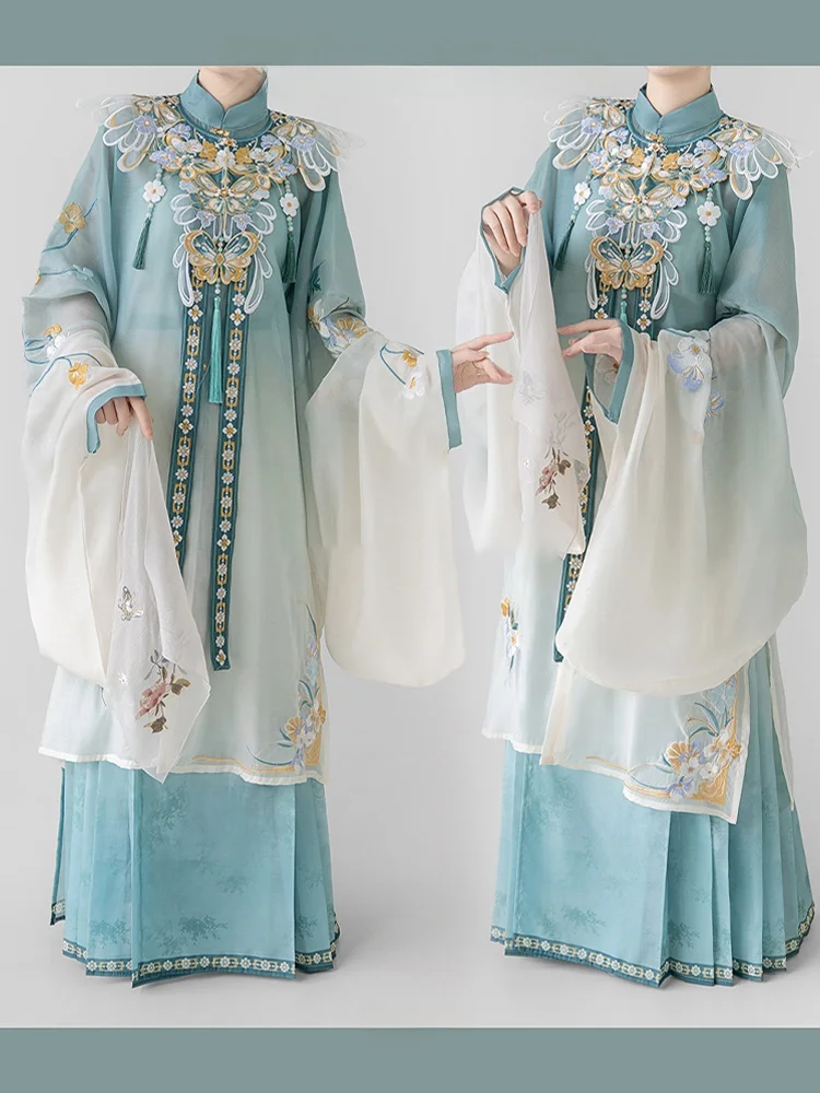 

Оригинальное женское ханьфу Xianchuxi: длинная юбка-халат с вышивкой в виде облаков, весна-лето, традиционный китайский стиль