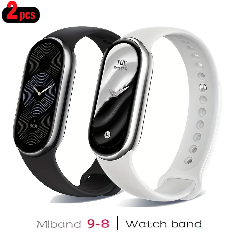 샤오미 미 밴드 9-8 NFC 교체용 스포츠 스트랩, miband8-9 실리콘 팔찌, 방수 시계 밴드, 스마트 미 밴드 9 액세스, 2 개