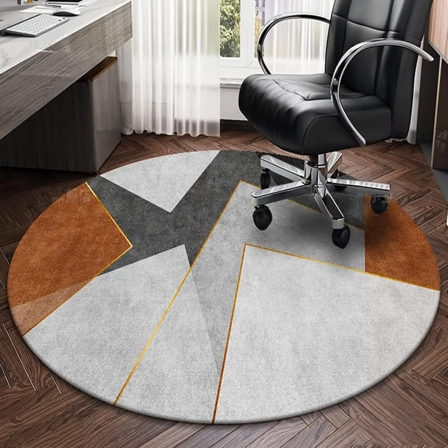 

Роскошный круглый ковер Nordic Light — нескользящий напольный коврик для гостиной, спальни и офисного стула, декора