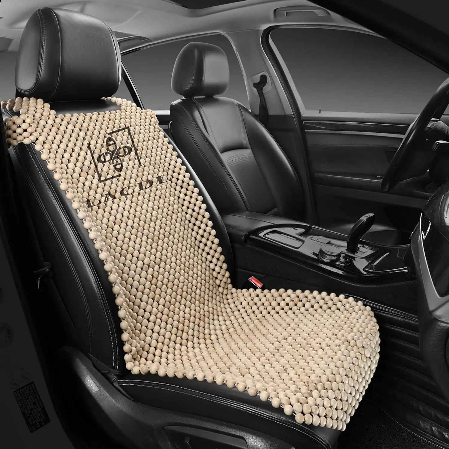 

Cooling Beaded Car Seat Cover - Natural Wood Ventilated Pad for Summer, Universal Fit Trucks & SUVs