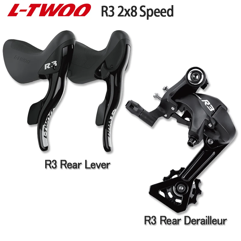 L-TWOO 2x8 Speed R3 Road Bike Derailleur Suit Shifter Brake Lever Front 28T/32T Rear Derailleurs Kit Compatible SHIMANO SRAM