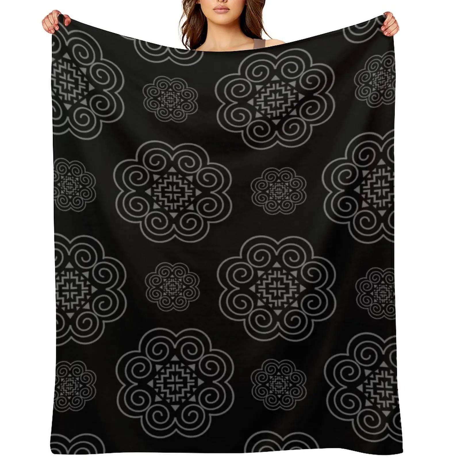 

Hmong Symbol Pattern Design Throw Blanket bed plaid Soft Big Loose Picnic Blankets