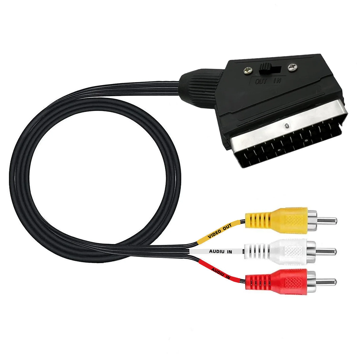 RGB Line Scart 21pin to 3RCA Cable AV TV Video Lead for NES Console Composite Audio Video Replacement Scart AV Cable