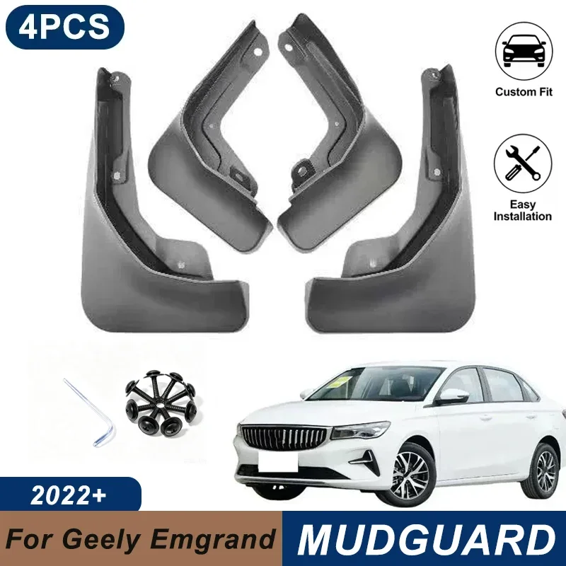 4PCS Car Mud Flaps For Geely Emgrand 2022+ Waterproof Anti-Splash Fender Mudguards Auto Exterior Accessories