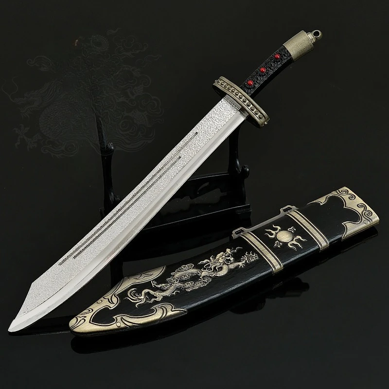 22cm/8.66in Old Water Margin Game Peripheral Blue Faced Beast Yang Zhi Knife Metal Sheathed Craft Toy Sword Desktop Display Gift