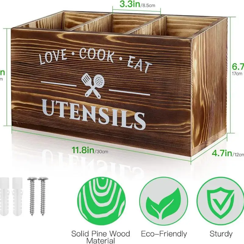 Tableware Assortment Box Easy To Clean Wooden Cutlery Storage Box Sustainable Materials Environmentally Friendly Lasting Quality